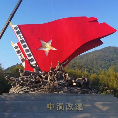 不锈钢中国工农革命军军旗八路军雕塑