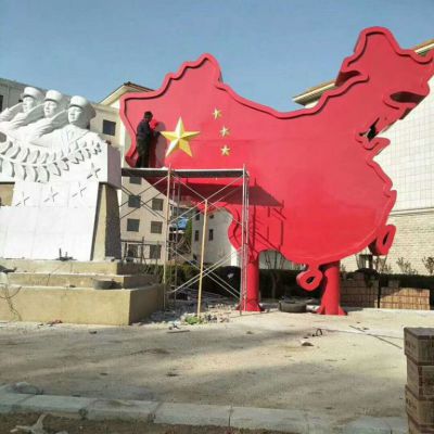 广场党建不锈钢大型中国地图雕塑